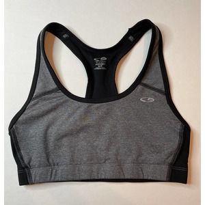 Champion Womens S/P Small Duo Dry Racerback Sports Bra Black Grey